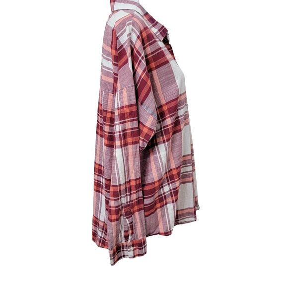 Old Navy Size XL Maroon Plaid Boyfriend Slit Back Shirt, Exc. Used Condition - Picture 6 of 14